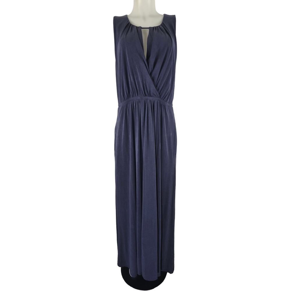 Anthropologie Moulinette Soeurs Dusty Blue Pulled Waist Front Slip Maxi Dress XL